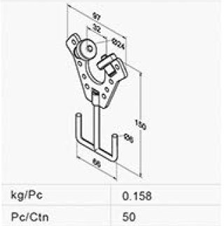 Vozík na rúrku s obojstranným háčikom MT-5181 - 2