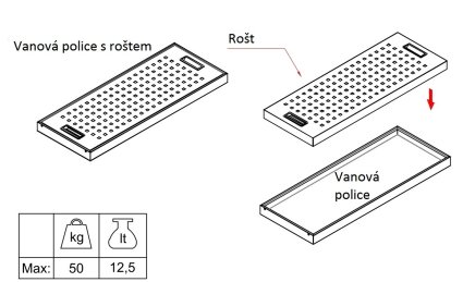 Rošt pre záchytnú vaňu FIP/CSC.9250 - 1