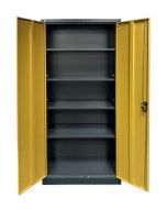 Plechová policová skriňa s otváraním dverí 110° C01 antracit/imitácia tmavé drevo - 3