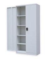 Plechová policová skriňa s otváraním  dverí 180°  C02 sivá - 2