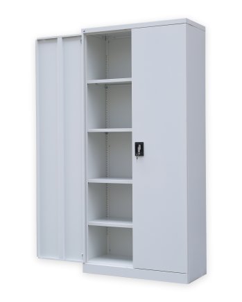 Plechová policová skriňa s otváraním  dverí 180°  C02 sivá - 2