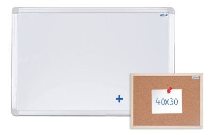 Jednodielna magnetická tabuľa hliníkový rám 90x60 cm +korková nástenka 40x30 cm - 1