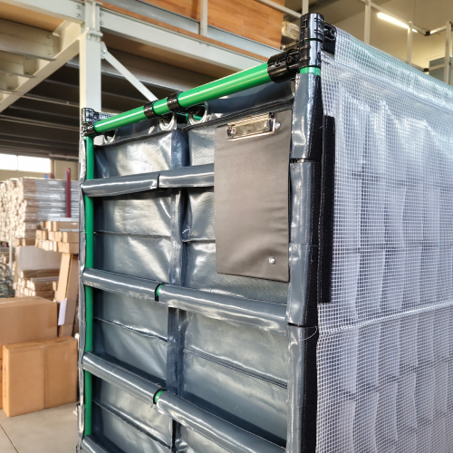 Logistický vozík s textilnými insertmi