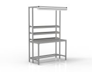 Dielenský stôl z hliníkových profilov s pozinkovanými policami