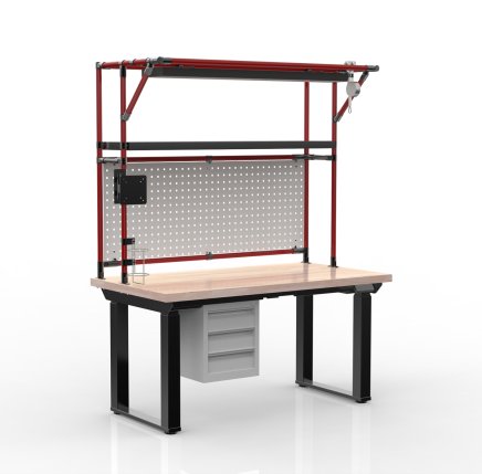 Elektricky výškovo nastavitelný pracovný stôl s kontajnerom a tromi zásuvkami 24111935