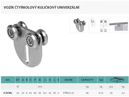 Štvorkolový guľkový univerzálny vozík V_vozik_SCML - 3