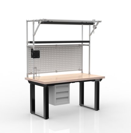 Elektricky výškovo nastavitelný pracovný stôl s kontajnerom a tromi zásuvkami 24111935 - 1