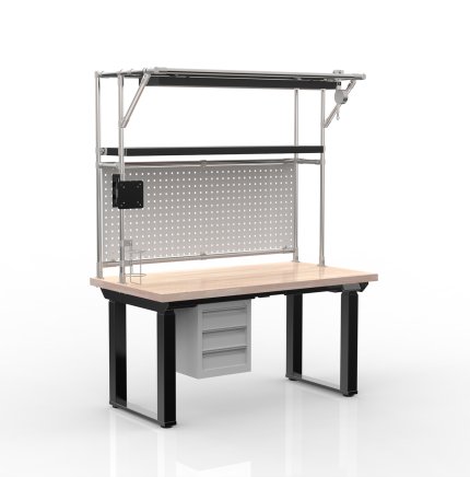 Elektricky výškovo nastavitelný pracovný stôl s kontajnerom a tromi zásuvkami 24111935 - 4