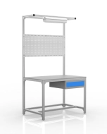 Dielenský stôl z hliníkových profilov, 1 zásuvka (rôzne varianty)