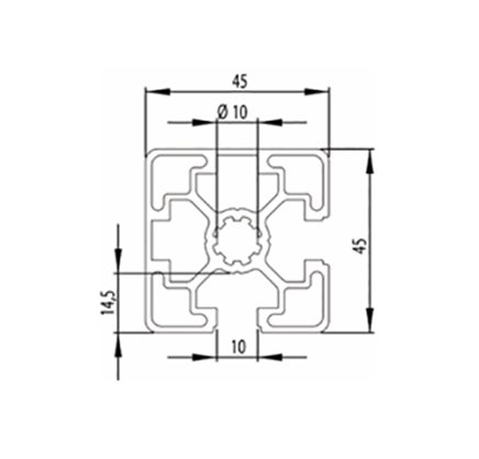 Hliníkový profil 45 x 45, MI45x45L B10 1 m + rez na mieru - 2
